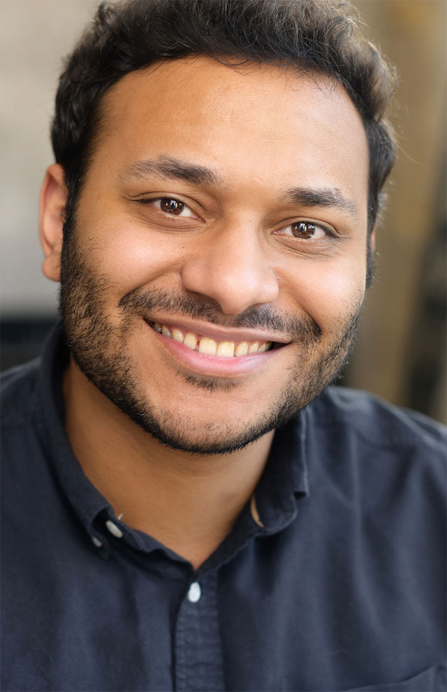 Cheerful serene hindu man smart casual